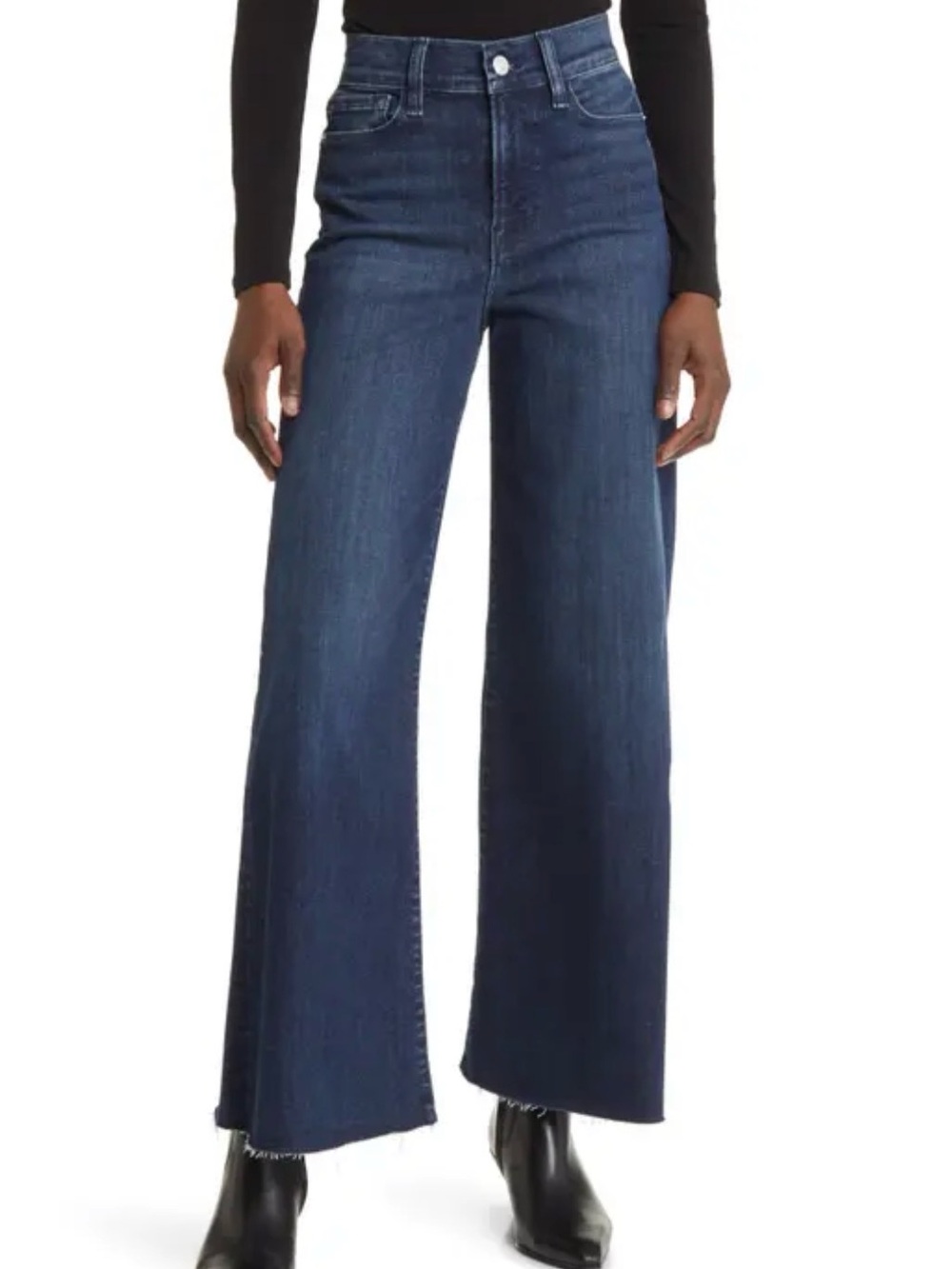 Frame Denim Wide-Leg Jeans in Dark Blue Wash